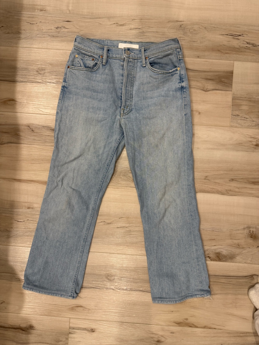 MOTHER Straight Leg Jeans in Light Blue Wash